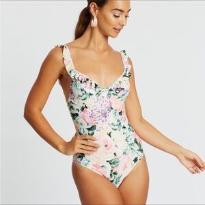Faithfull The Brand Women’s Swimsuit Hanna One Piece Floral Ruffle Detail Swim
